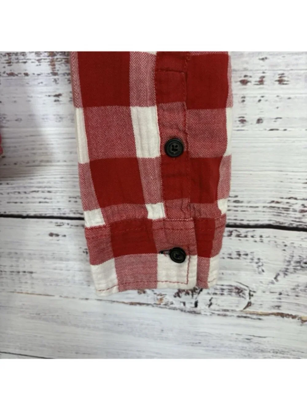 Abercrombie Red Check Button Front Long Sleeve Shirt